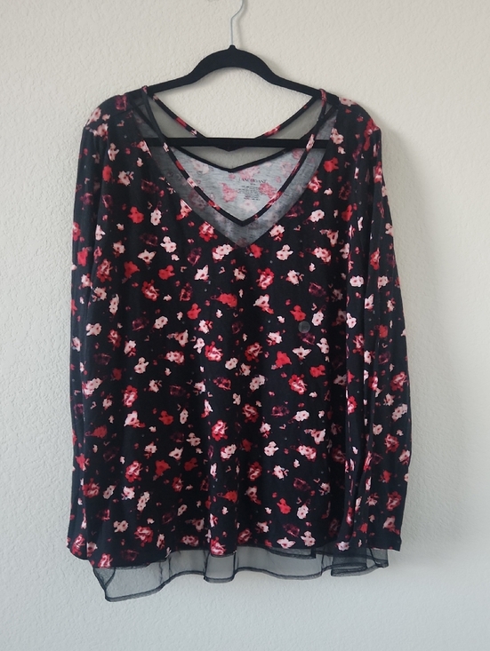 Lane Bryant Tops - Lane Bryant Black Floral Strappy V-Neck Top